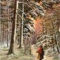 Vintage Postcard - 1908 Christmas Greetings - Winter Sunset