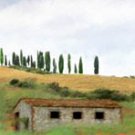Tuscany Countryside watercolor greeting card - 8 5 inch by 7 inch cards come with 8 envelopes