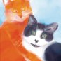Cat Greeting Cards - Two Cats Hugging - 8 5-inch x 7-inch Watercolor greeting cards with 8 envelopes