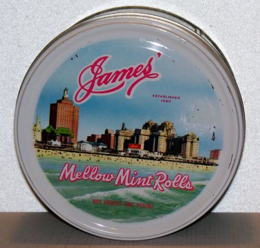 James Mellow Mint Rolls Green Round Tin Atlantic City N J James Candy Company