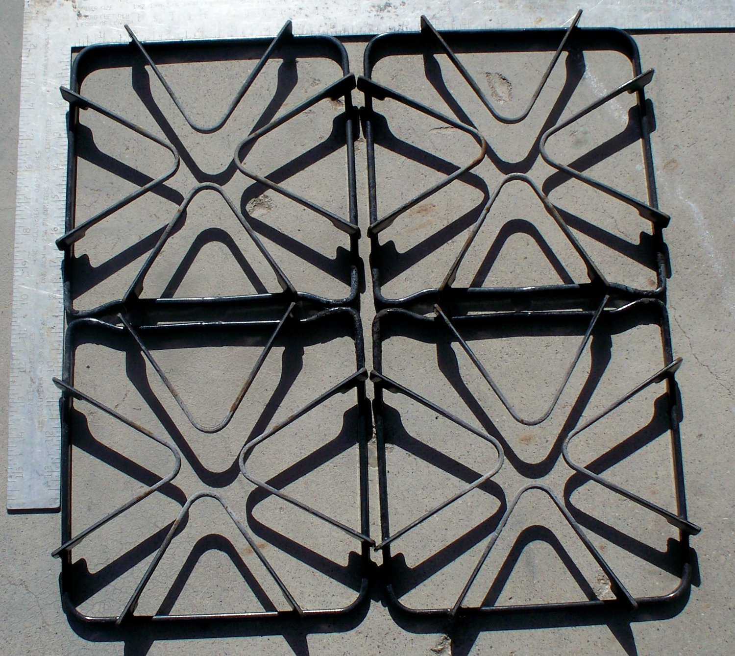 Square Enamel Type of Gas Stove Grates set of 4 used steampunk diesel punk