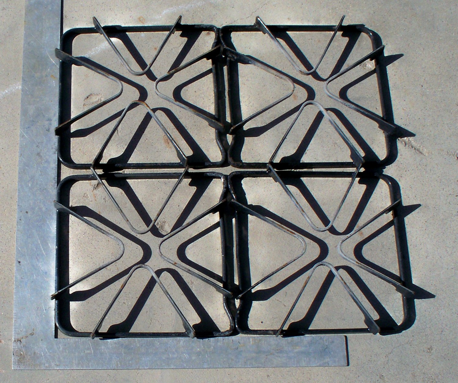 Square Enamel Type of Gas Stove Grates set of 4 used steampunk diesel punk