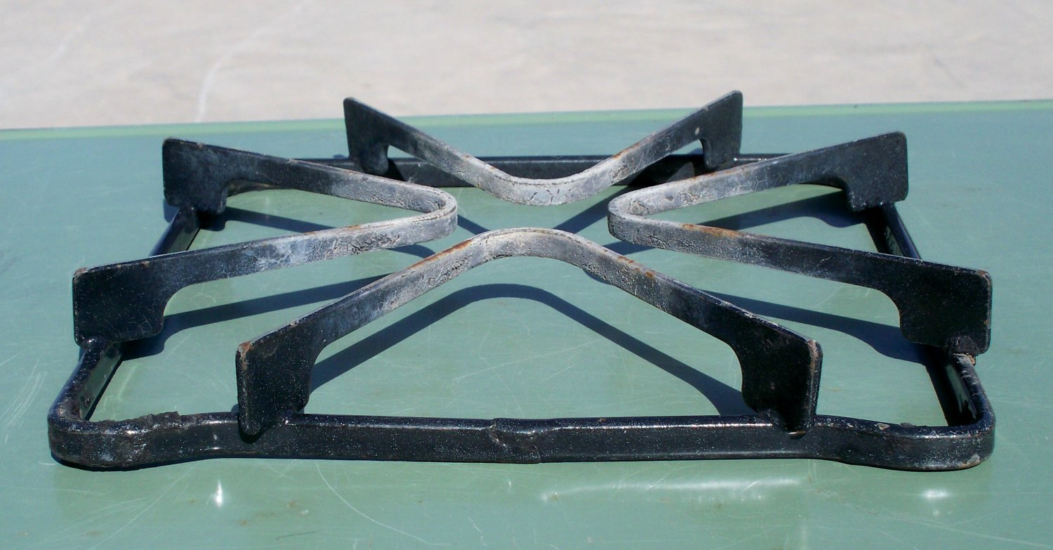 Square Enamel Type of Gas Stove Grates set of 4 used steampunk diesel punk