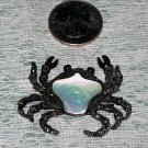 Silver 925 Crab Brooch Red colored eyes Mother of Pearl?