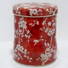 Daher- Made in England - Long Island, N.Y. round red and white flower (T101)