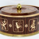 Made in Western Germany round brown with lid container tin (T111)