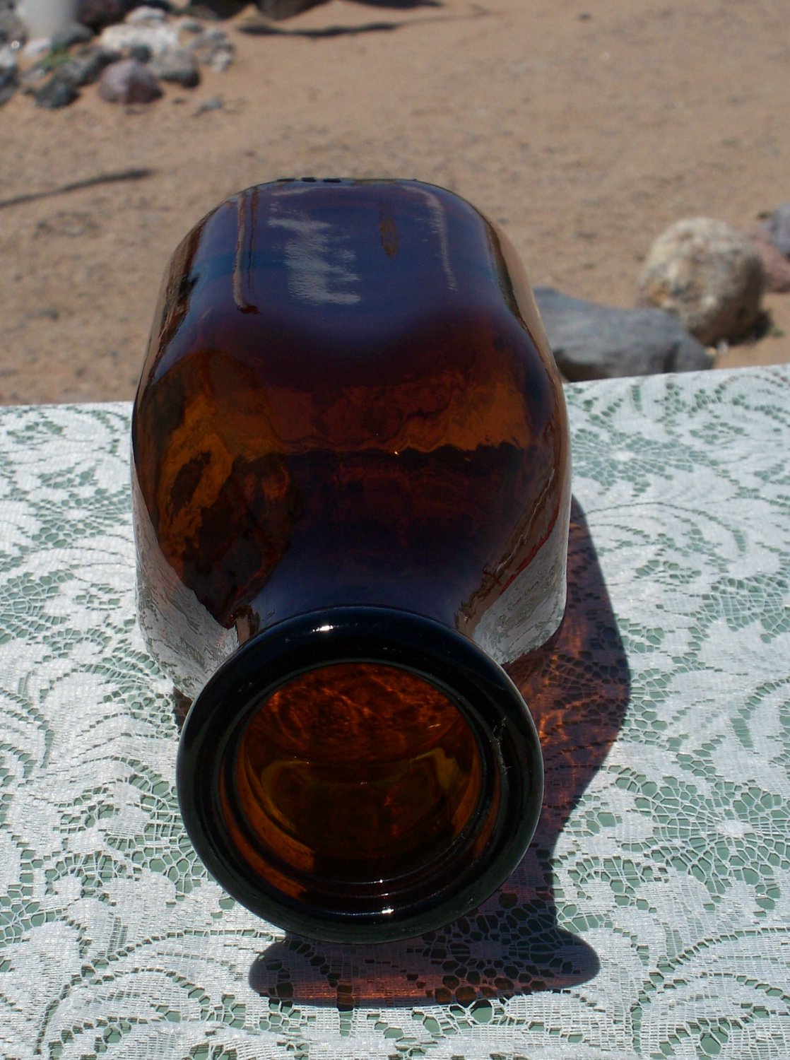 Ethan Allen Creamery Essex Junction, VT. empty brown amber colored