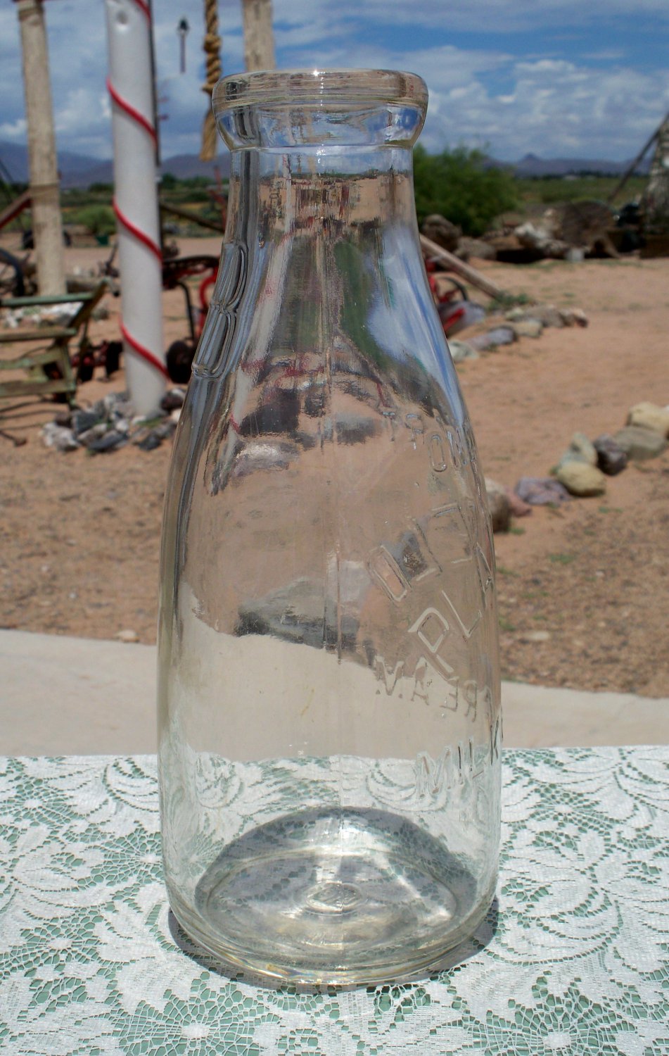 Plainfield Milk & Cream Co Inc clear quart milk bottle