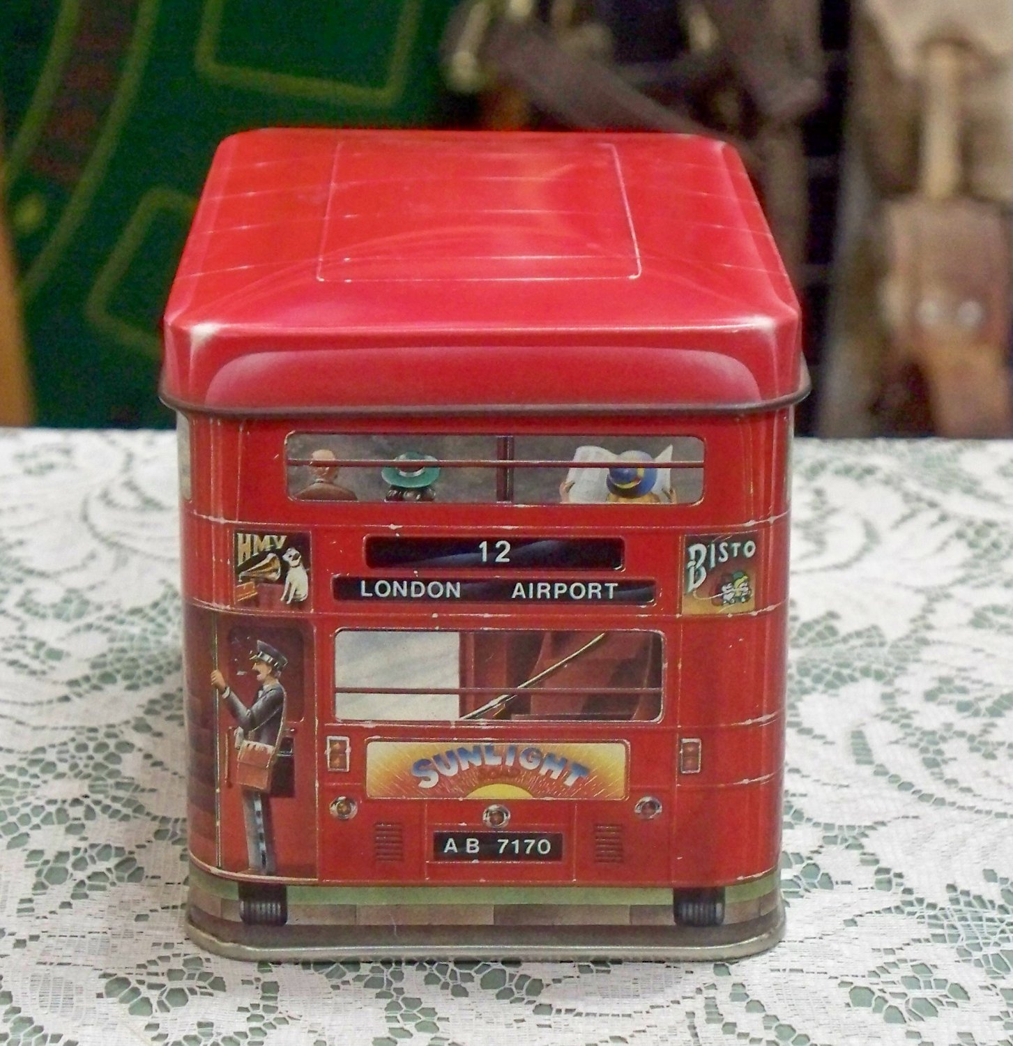 Churchill's Confectionery Double - Decker Bus empty Made in England tin