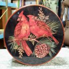 Red Cardinal design round tin unknown maker empty collectible tin container