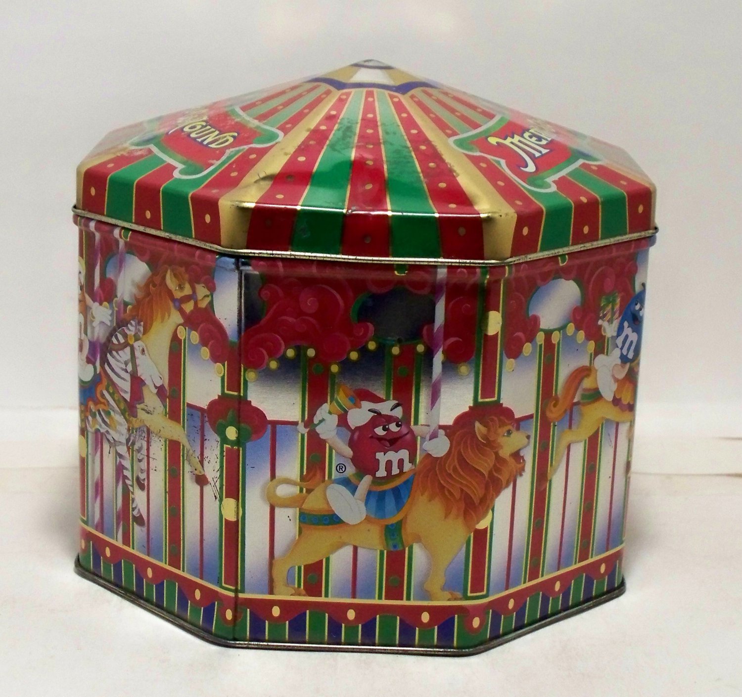 M&M's Peanut Christmas Village Series Limited Edition Carousel 05 1997 Tin