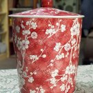 Made in England red color Cherry Blossoms? empty tin decorative collectible