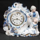 Vintage Linden Colonial scene porcelain shelf clock Genuin Porcelain China