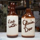 Fire Water - Glacier Dew decorative novelty pottery decanters used & empty