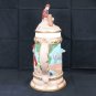 Vintage lidded ceramic beer stein old man with dog and deer 1970's multi color