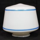 Milk glass ceiling globe unknown maker blue stripes used