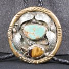 Vintage Bolo Tie Turquoise and Tiger Eye Southwestern style pre-owned jewelry