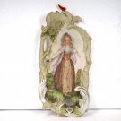 Wales Made in Japan wall plaque Woman in a Victorian scene outdoors