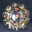 Goofus Glass scalloped edge fruit bowl? red and gold cherries with gold leafs