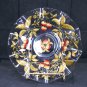 Goofus Glass scalloped edge fruit bowl? red and gold cherries with gold leafs