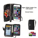Mulit-Color Hot Exquisite Zipper Wallet Leather Case with Lanyard for iPhone 6