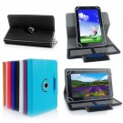 360 Degree Rotatable Magnetic Snap PU Leather Case + Holder + Card Slots 7 inch