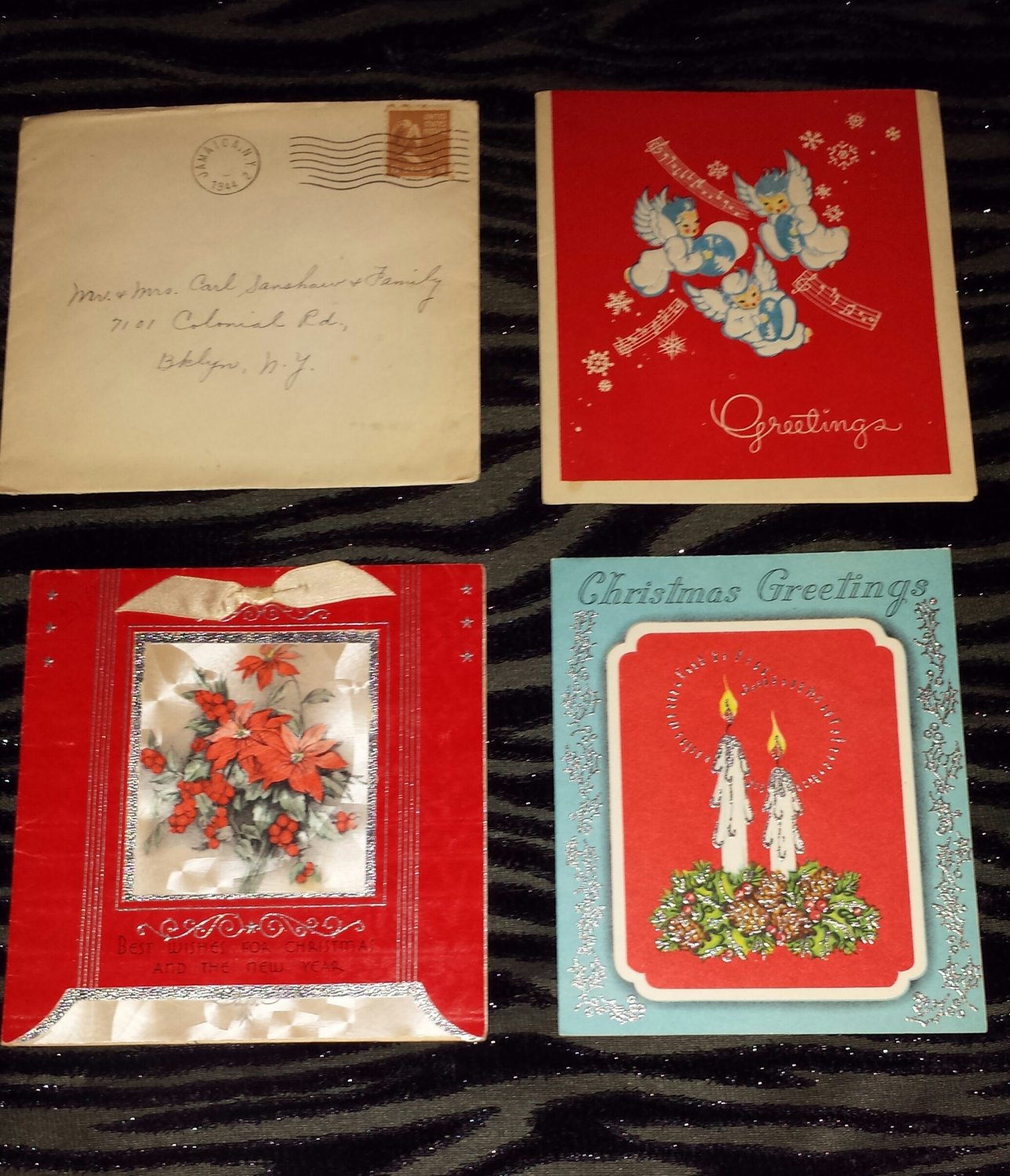 Antique 1940s Christmas Greeting Cards Set of 3