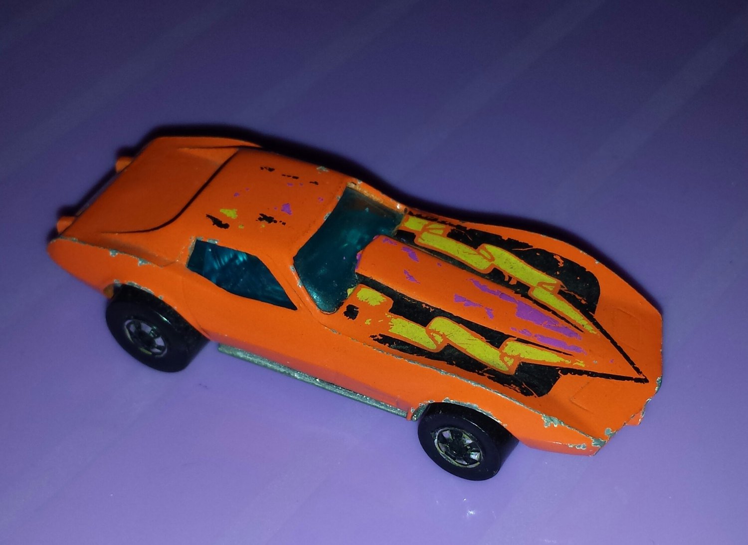 Vintage 70s HOT WHEELS Orange Corvette Stingray 1975 Hong Kong Diecast