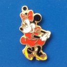 Vintage 70s MINNIE MOUSE Disney Enamel Cloisonne Gold Tone Charm Novelty Necklace Pendant