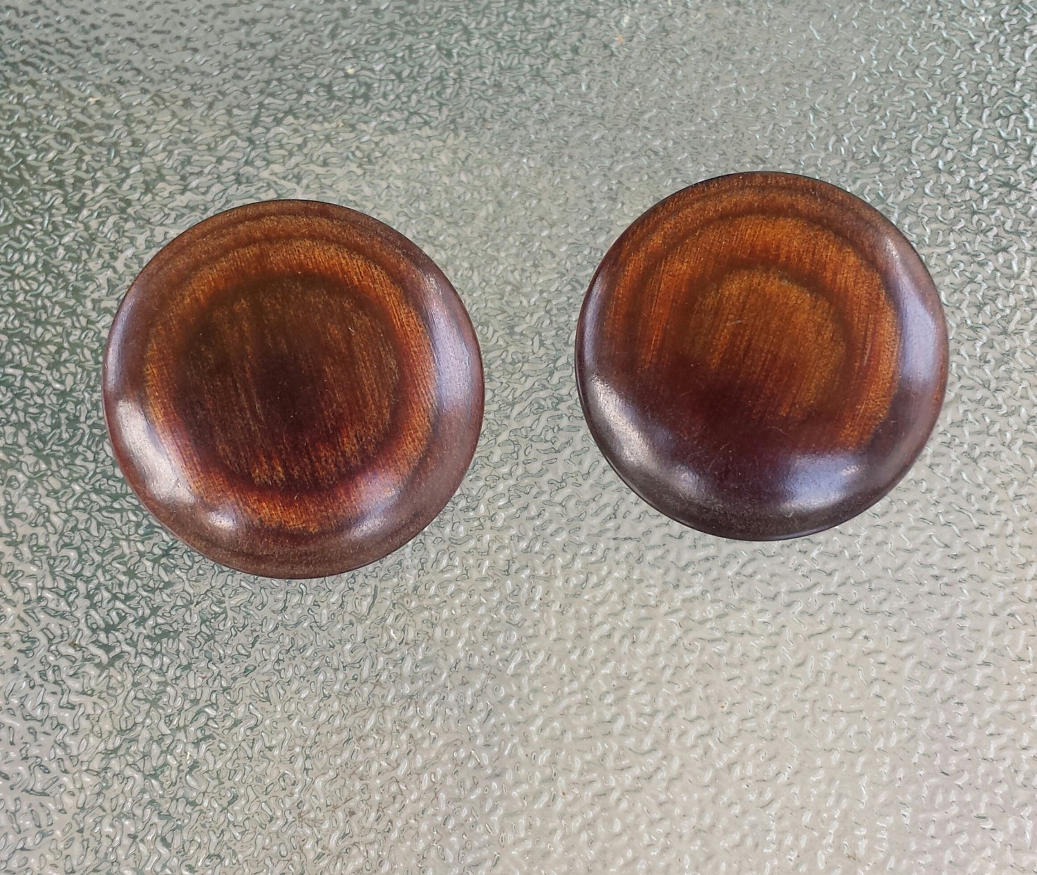 Vintage Natural Wood Grain Round Button Pierced Earrings