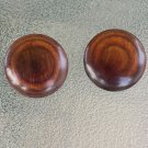 Vintage Natural Wood Grain Round Button Pierced Earrings