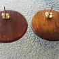 Vintage Natural Wood Grain Round Button Pierced Earrings