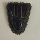 Vintage 1950s Mexico Sterling Silver Carved Onyx Mayan Aztec Tribal Face Mask Pin Brooch Vintage 1950s Mexico Sterling Silver Carved Onyx Mayan Aztec Tribal Face Mask Pin Brooch