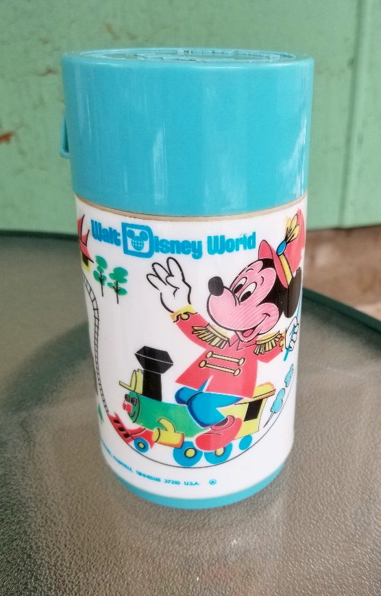 🔥Vintage Aladdin Disney Mickey Minnie Pluto School Theme 8oz Thermos #112