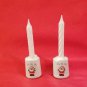 Vintage 80s Christmas HO HO HO Santa Ceramic Mini Candle Holders set of 2