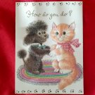 Vintage Kitty Cat and Dog Get Well Greeting Card UNUSED