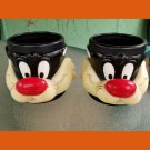 Vintage 1992 Looney Tunes Sylvester the Cat Plastic Mug Cups Set of 2