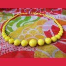 Vintage 60s 70s MOD NEON Yellow Beaded Necklace