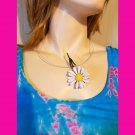 Vintage 60s Signed Original by Robert Metal Painted Enamel Flower Pin Brooch Choker Necklace