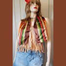 Vintage 70s Woven in France for Echo Funky Rainbow Colorblock Designer Scarf