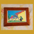 Vintage Mexican Folk Art Boy and Girl with Donkey Framed Postcard Mexico 50s 60s Vintage Mexican Folk Art Boy and Girl with Donkey Framed Postcard Mexico 50s 60s