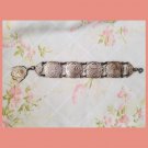 Vintage 50s Christopher Columbus Voyage Silver Metal Panel Souvenir Bracelet