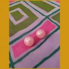 Vintage MOD 60s Pink Pearlized Round Plastic Clip on Earrings