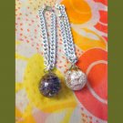 Vintage MOD 60s Silver Tone Chain Link Bracelets w/Shimmery Glass Crystal Balls GERMANY set of 2