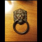 Antique 1900s Victorian Brass Lion's Head Ring Drawer Pull Handle