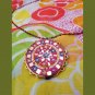 Vintage 70s Mosaic Glass and Beaded Pendant Necklace Made in India