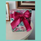 Vintage 80s Handmade Floral Fabric Cube Tissue Box Cover Holder