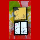 Vintage MOD 70s Lady w/Butterfly Illustrated Four-in-one Cubed Puzzle Trinket Box