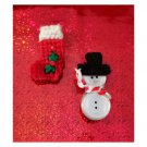 Merry Christmas Bundle 2 VTG Handcrafted Festive Holiday Pins