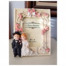 Vintage  A. Richesco Y2K Bride & Groom Wedding Handpainted Ceramic 3 1/2 X 5” Photo Frame